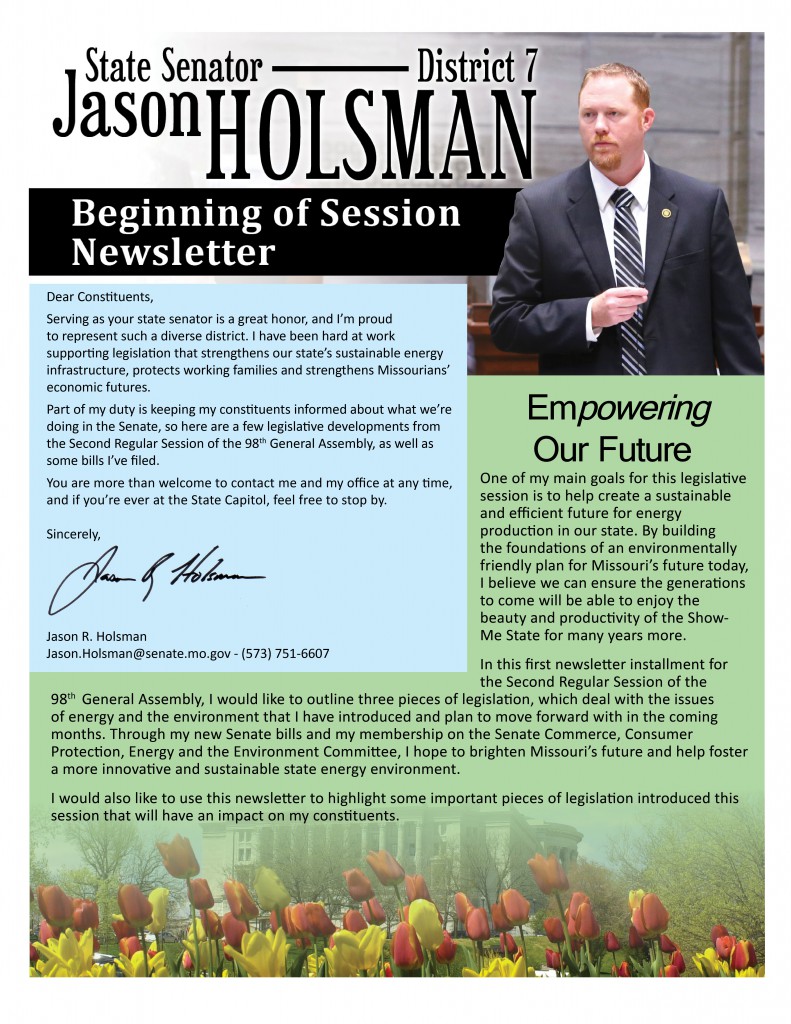 Holsman - Beginning Session Newsletter - 020116