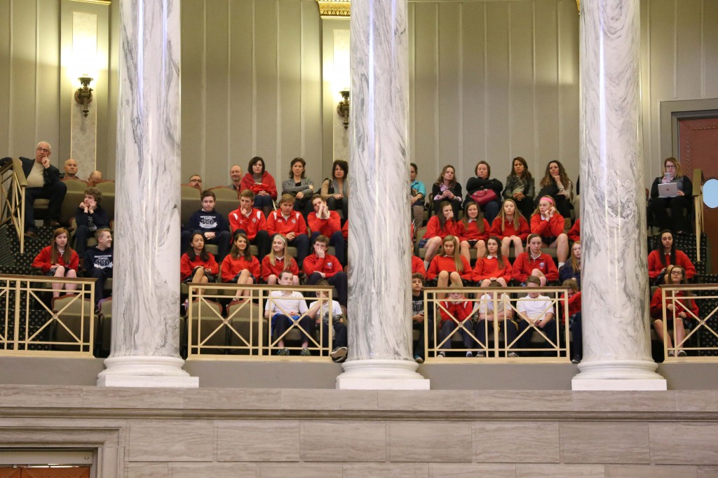 A school group from Immaculate Conception in Dardenne Prairie came to watch the Senate floor action on Wednesday, March 2. 
