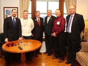 Shown above, Sen. Parson meets with Sac Osage from El Dorado Springs. From left to right: Aaron Nash, Tim Meinhardt, Sen. Parson, Gene Brockus, Don Levi and Jim Davis. 