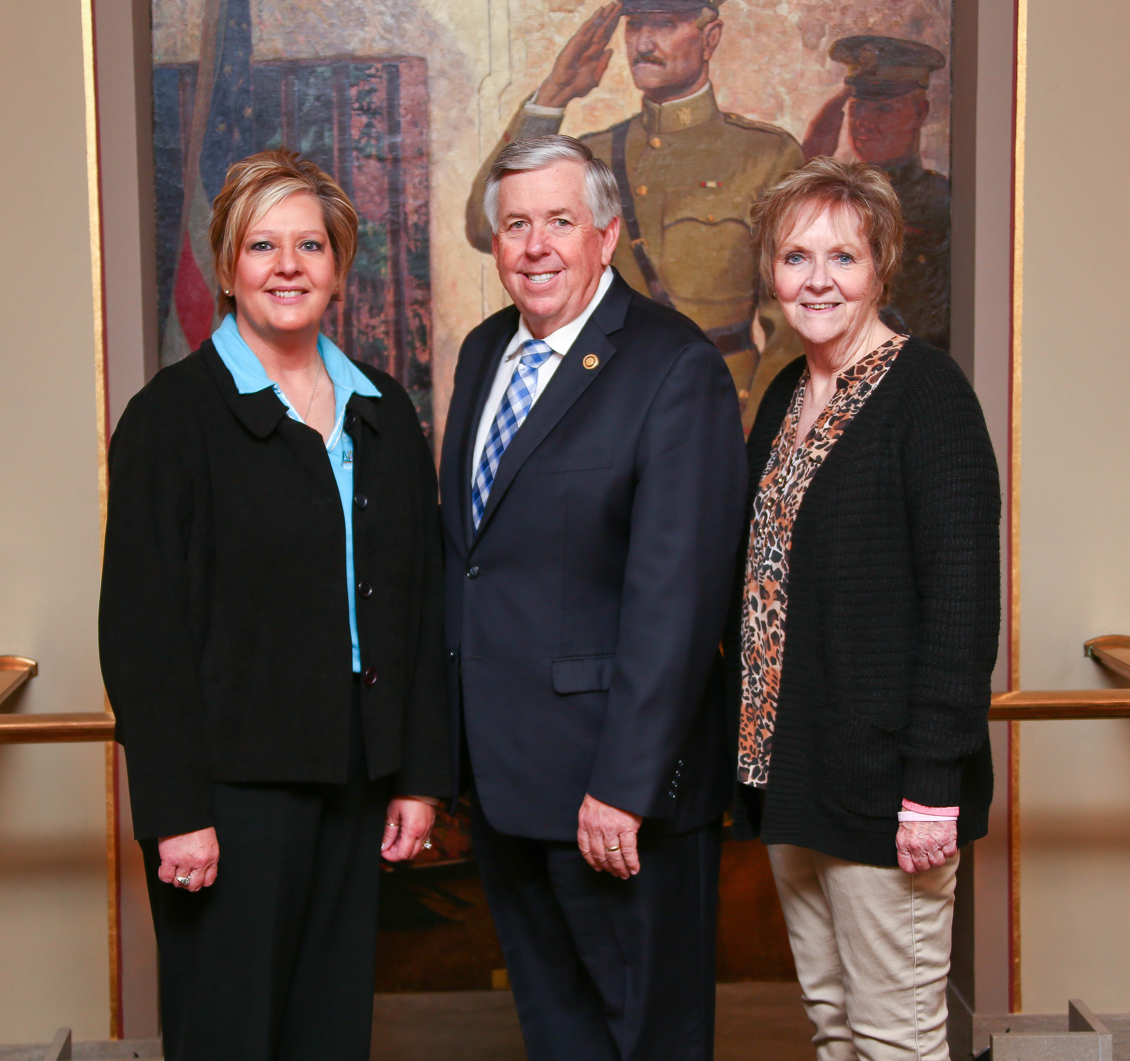 Laclede Co. Health Dept. Administrator Charla Baker & Lois Curran-Director of Nursing visiting with Senator Parson at the Capitol on Thursday, May 5th.