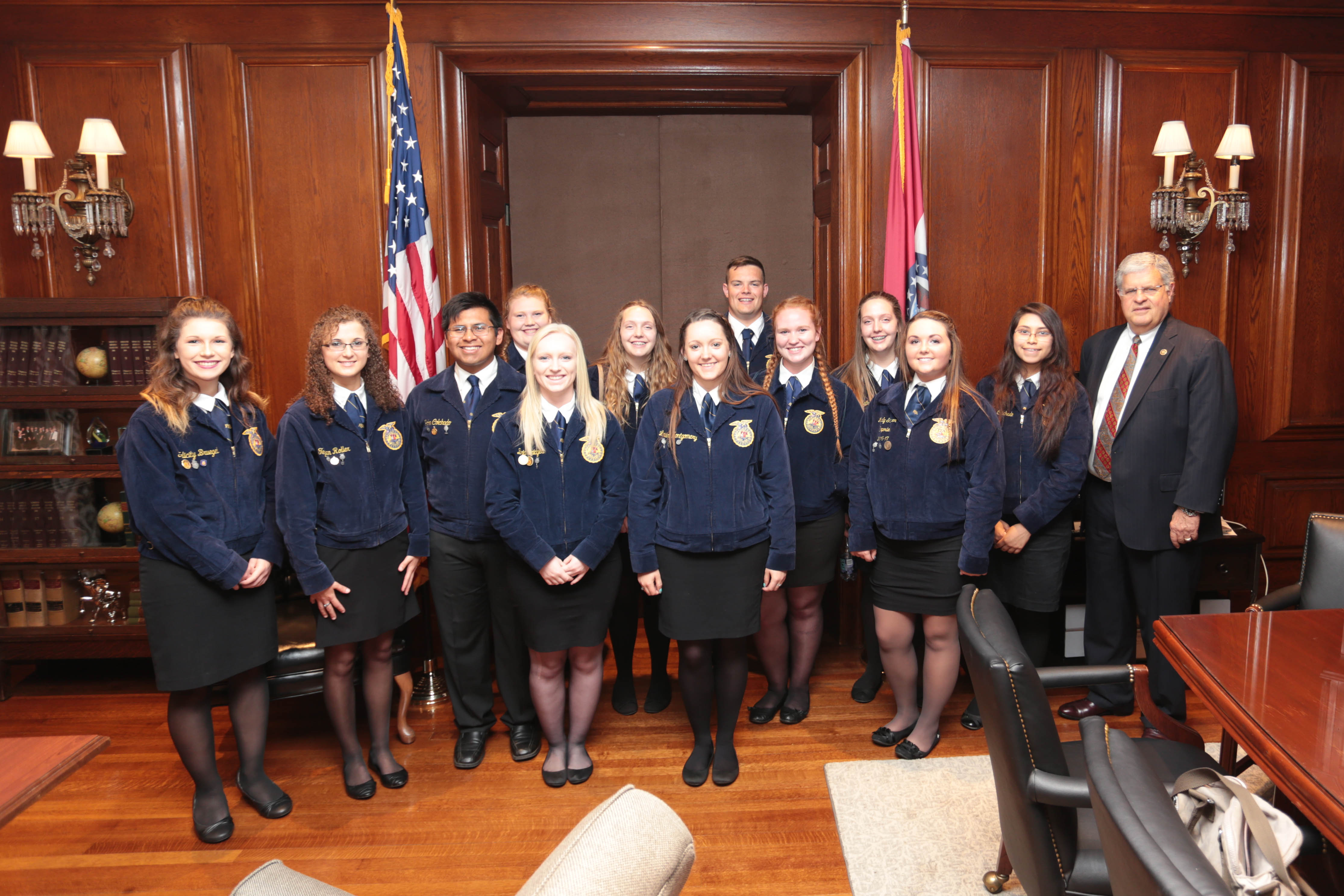 Senator Ron Richard with Seneca High School FFA students in his Capitol office Wednesday, April 19.