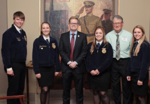 Sen. Caleb Rowden (center) with members of Booneville High School’s Future Farmers of America