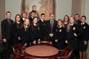 Sen. Caleb Rowden (center) with members of Future Farmers of America in Boone County