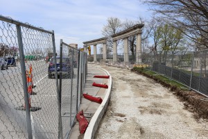 Construction and renovation work on the fountains and Monument Plaza will be completed later this fall. 