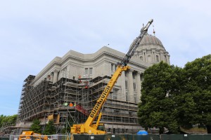 Construction work continues on the Senate wing of the Missouri Capitol on June 28, 2018